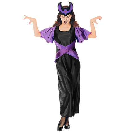 Halloween Kleid Schwarz Lila Ladies Devil