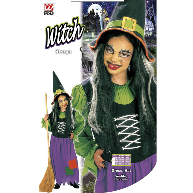 Halloween Kleid Lila Grün Mädchen Hexe