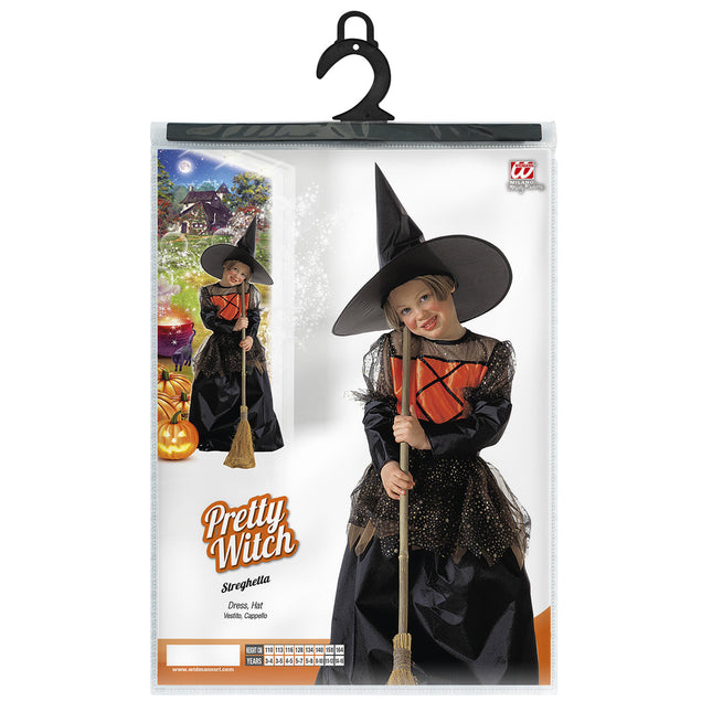 Halloween Kleid Schwarz Mädchen Hexe 2 Stück