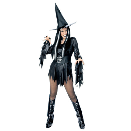 Halloween Kleid Schwarz Damen Hexe 4 Stück