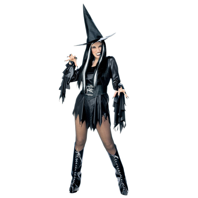 Halloween Kleid Schwarz Damen Hexe 4 Stück