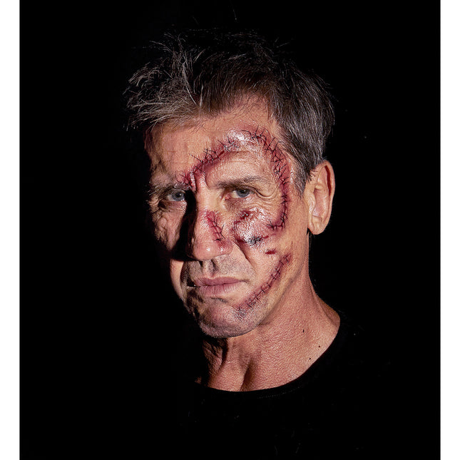 Halloween Fake Tattoos Rote Klammern und Nahtmaterial