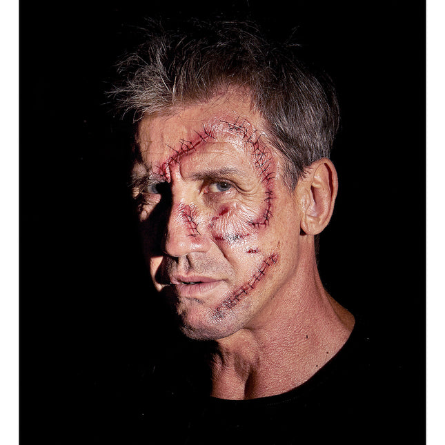 Halloween Fake Tattoos Rote Klammern und Nahtmaterial