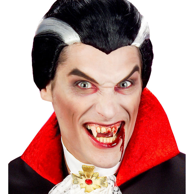Gefälschte Vampirzähne Weiß Rot