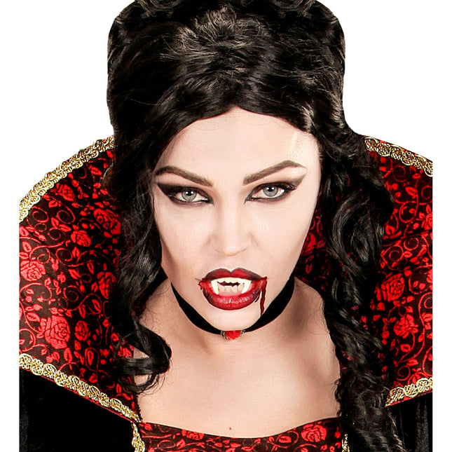 Gefälschte Vampirzähne Weiß Rot