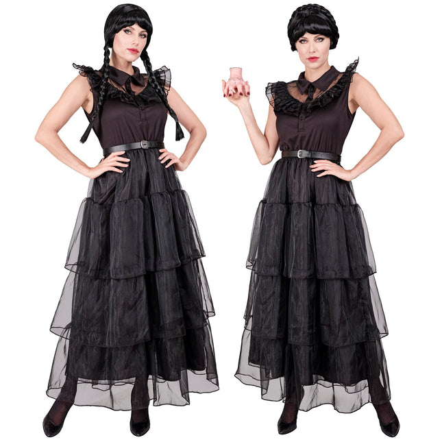 Halloween Kleid Schwarz Damen Gothic