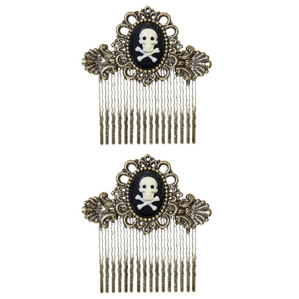 Halloween Haarspange Totenkopf mit Knochen