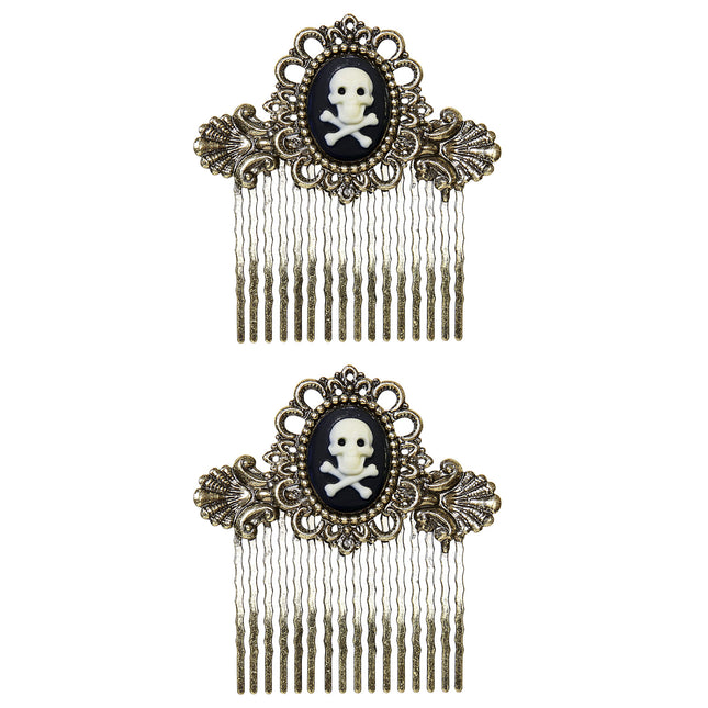 Halloween Haarspange Totenkopf mit Knochen