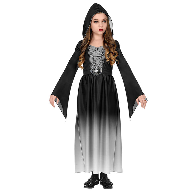 Halloween Kleid Schwarz Grau Mädchen Gothic
