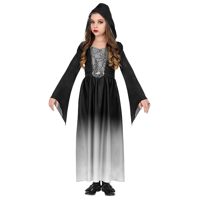 Halloween Kleid Schwarz Grau Mädchen Gothic