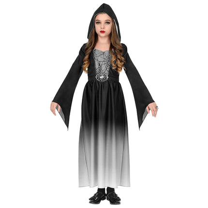 Halloween Kleid Schwarz Grau Mädchen Gothic
