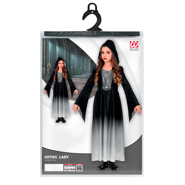 Halloween Kleid Schwarz Grau Mädchen Gothic