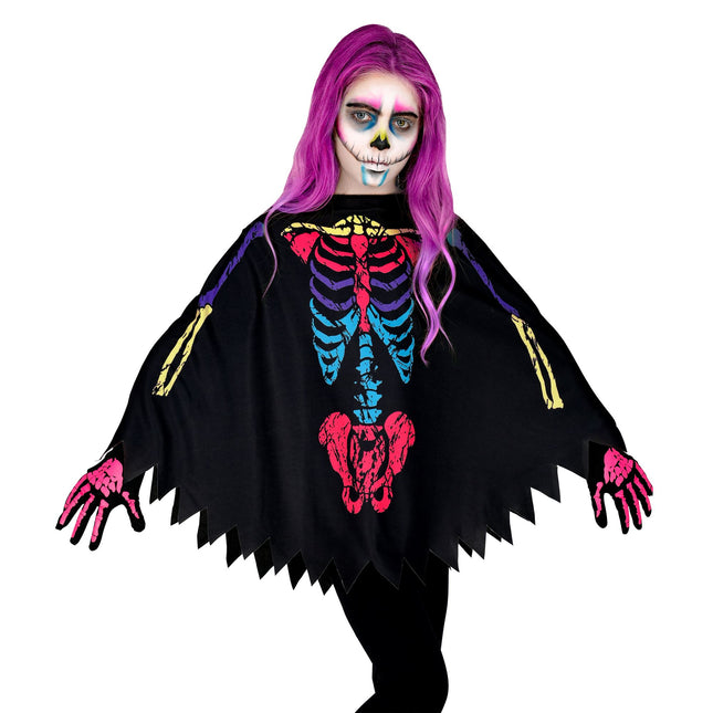 Halloween Poncho Buntes Kind Skelett