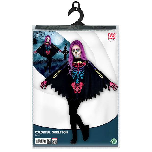 Halloween Poncho Buntes Kind Skelett