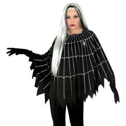 Halloween Poncho Spinnennetz