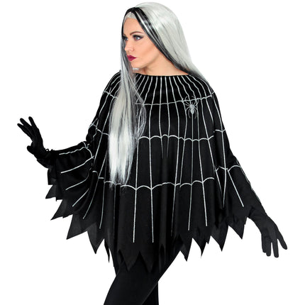 Halloween Poncho Spinnennetz