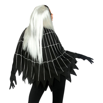 Halloween Poncho Spinnennetz