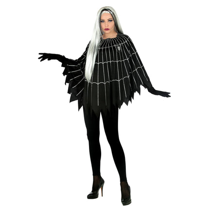 Halloween Poncho Spinnennetz