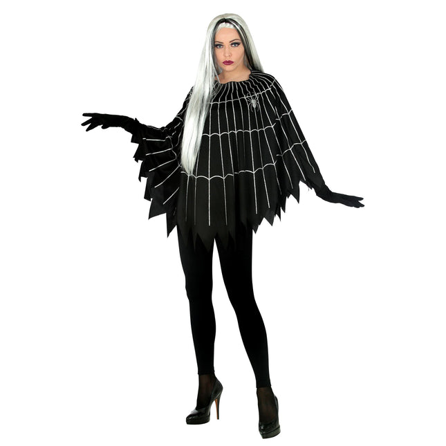 Halloween Poncho Spinnennetz