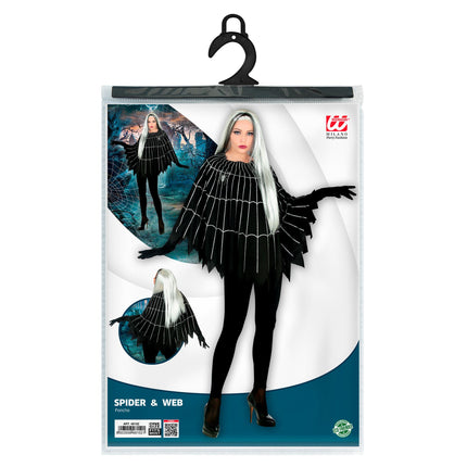 Halloween Poncho Spinnennetz