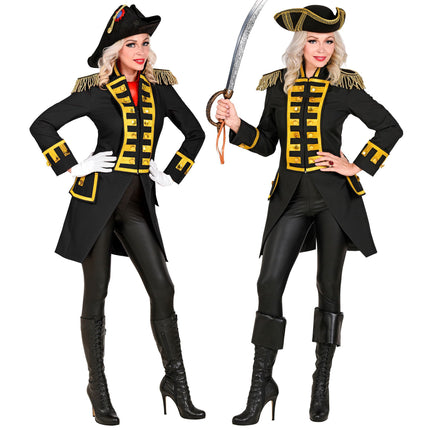 Piratenjacke Schwarz Gold Damen