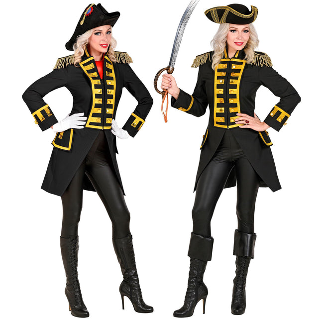 Piratenjacke Schwarz Gold Damen