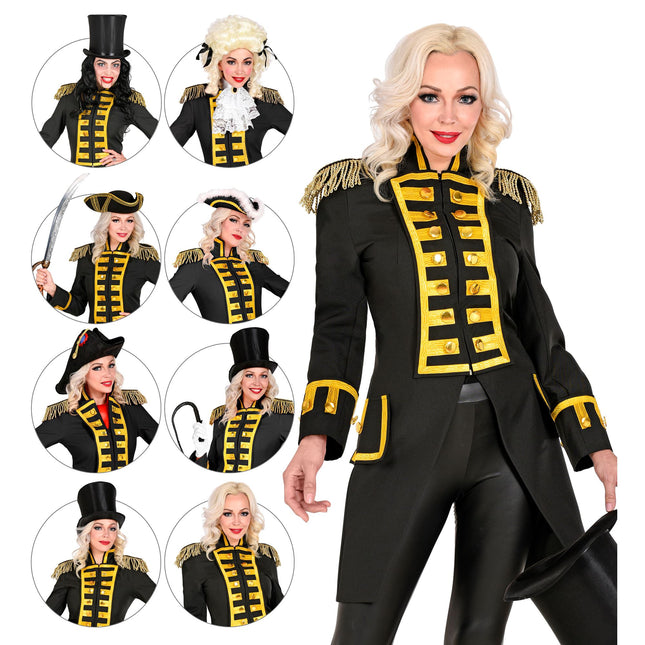 Piratenjacke Schwarz Gold Damen