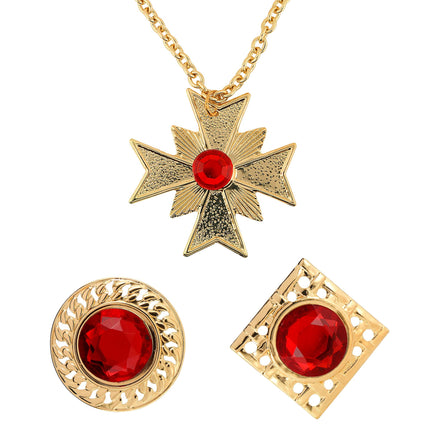 Halloween Accessoire Set Rot Gold 3 Stück