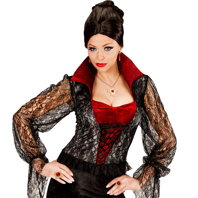Halloween Accessoire Set Rot Gold 3 Stück