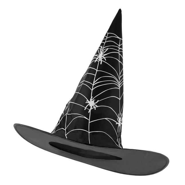 Halloween Hexenhut Schwarz Weiß Spinnennetz