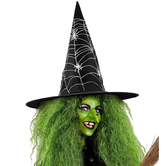 Halloween Hexenhut Schwarz Weiß Spinnennetz