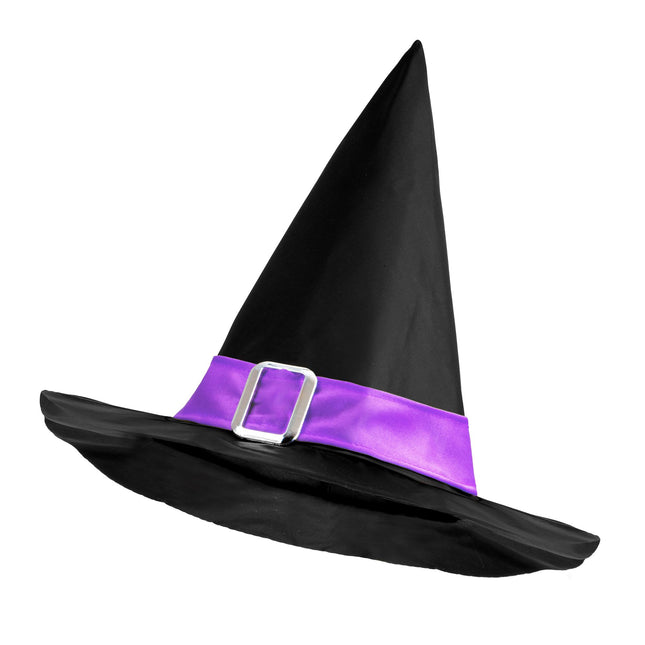 Halloween Hexenhut Schwarz Lila mit Gürtel
