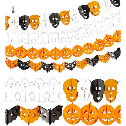 Halloween Girlande Totenkopf und Geist 3m