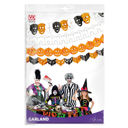 Halloween Girlande Totenkopf und Geist 3m