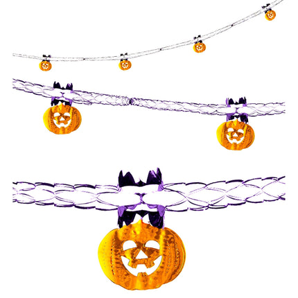 Halloween Girlande Orange Lila Kürbis 2,7m
