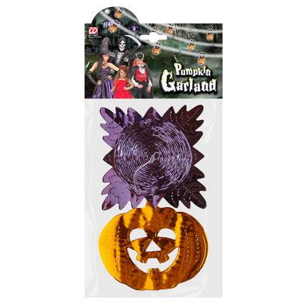 Halloween Girlande Orange Lila Kürbis 2,7m