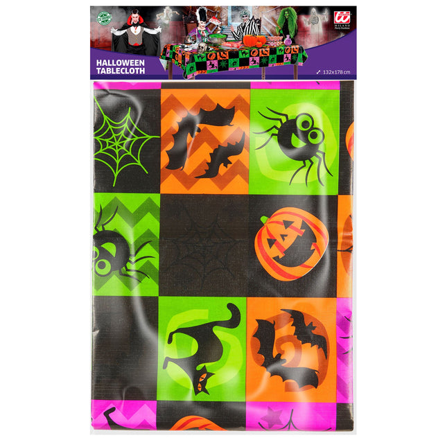 Halloween Tischtuch Bunt Neon 1,78m