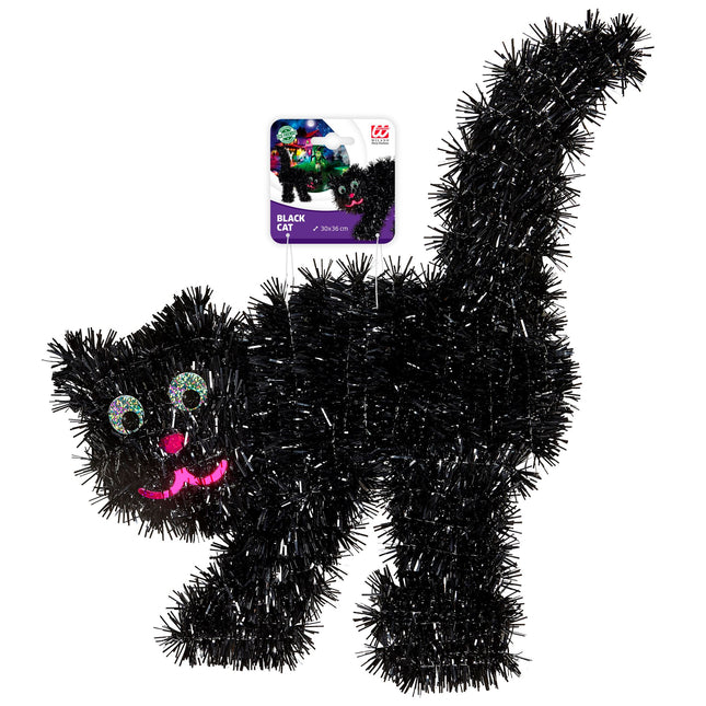 Halloween Hängedekoration Schwarze Katze 36cm