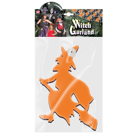 Halloween Girlande Schwarz Orange Hexe 3m