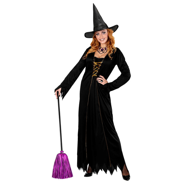 Halloween Hexenbesen Lila 92cm