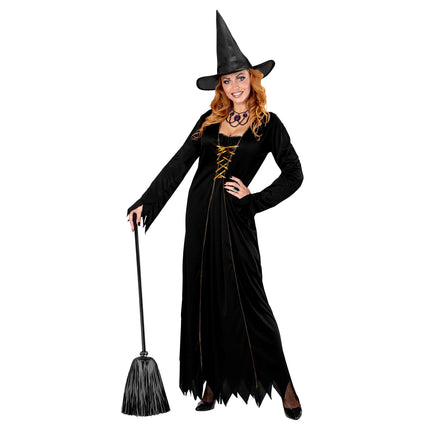Halloween Hexenbesen Schwarz 92cm