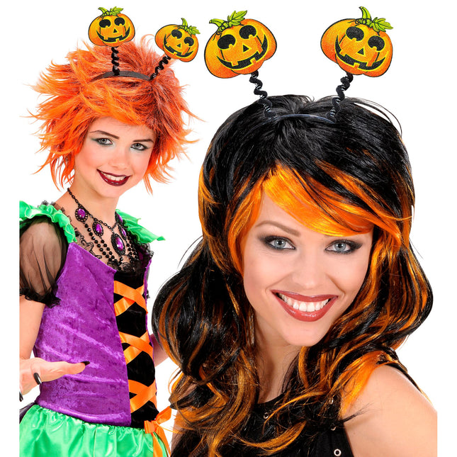 Halloween Haarband Grün Orange Kürbisse