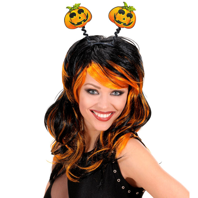 Halloween Haarband Grün Orange Kürbisse