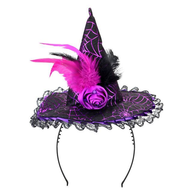Halloween Haarband Schwarz Rosa Hexe