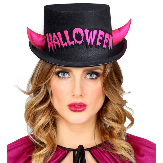 Halloween High Hat Schwarz Rosa Teufel