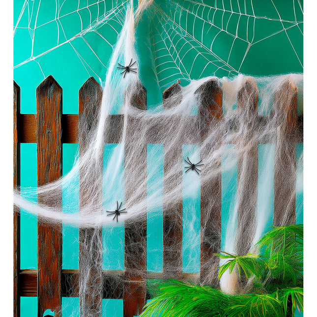 Halloween Spinnennetz Weiß Mit Spinnen 4 Stück