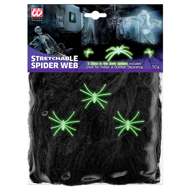 Halloween Spinnennetz mit Spinnen 4 Stück