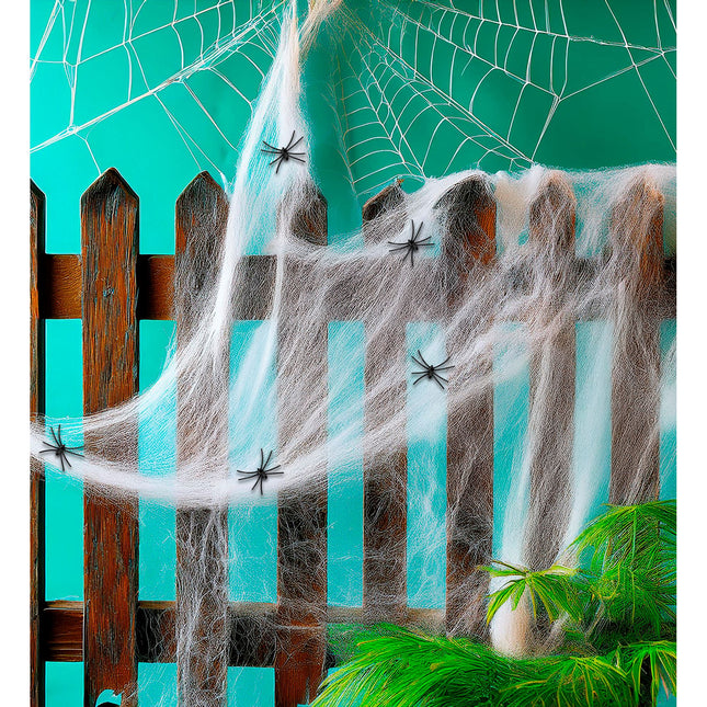 Halloween Spinnennetz Weiß Mit Spinnen 6 Stück