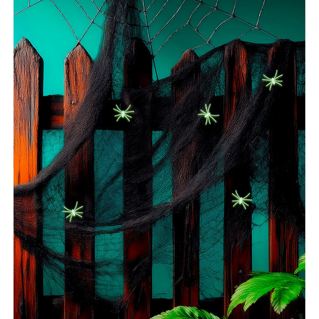 Halloween Spinnennetz Schwarz Mit 5 Spinnen 100gr