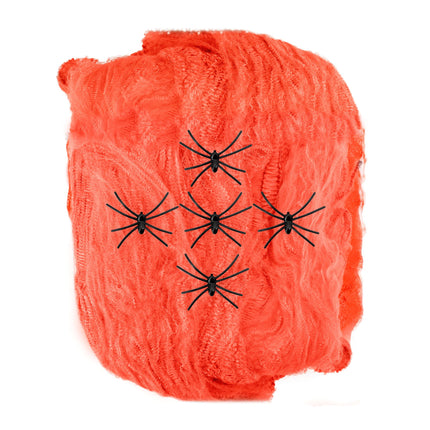 Halloween Spinnennetz Orange mit Spinnen